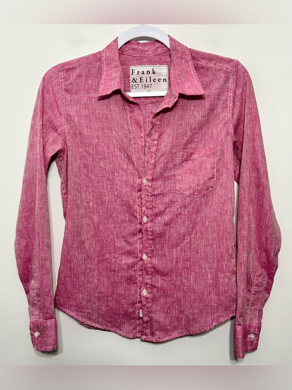 Frank and Eileen 100% Linen Barry Long Sleeve Button Up Shirt Womens Size XS - Picture 2 of 13